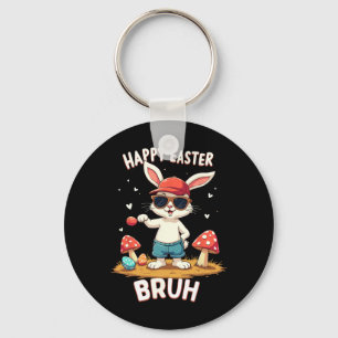 Funny Dabbing Bunny Happy Easter Bruh Keychain