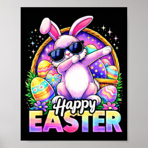 Funny dabbing bunny happy easter sunglasses men poster