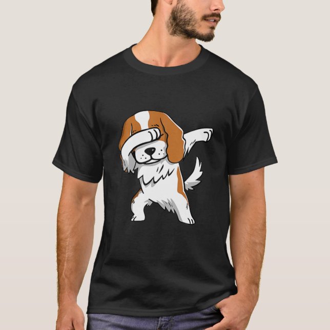 Funny Dabbing Cavalier King Charles Spaniel Dog Da T-Shirt (Front)