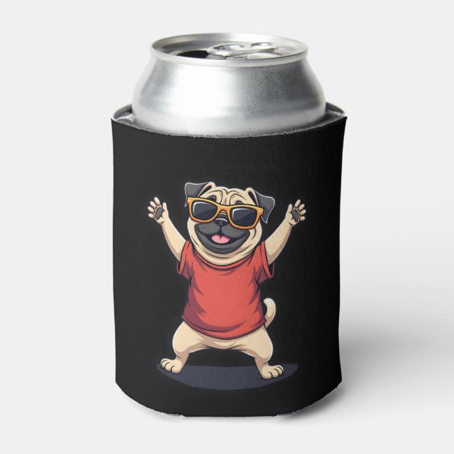 Funny Dabbing Dab Pug Dog Pets Dance Animal Puppy  Can Cooler (Can Front)