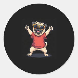 Funny Dabbing Dab Pug Dog Pets Dance Animal Puppy Classic Round Sticker