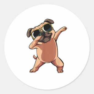 Funny Dabbing Dab Pug Dog Pets Dance Animal Puppy Classic Round Sticker