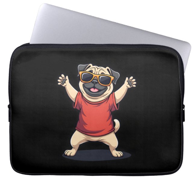Funny Dabbing Dab Pug Dog Pets Dance Animal Puppy  Laptop Sleeve (Front)
