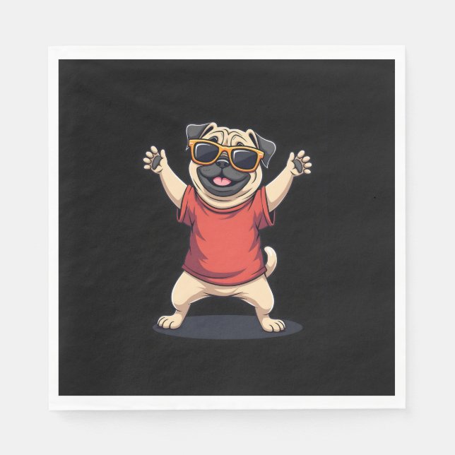 Funny Dabbing Dab Pug Dog Pets Dance Animal Puppy  Napkin (Front)