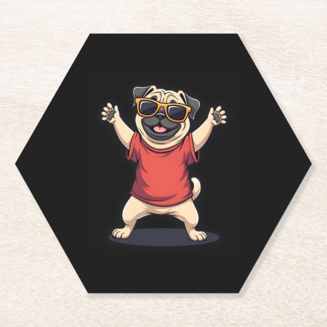 Funny Dabbing Dab Pug Dog Pets Dance Animal Puppy  Paper Coaster (Front)
