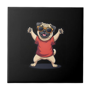Funny Dabbing Dab Pug Dog Pets Dance Animal Puppy Tile