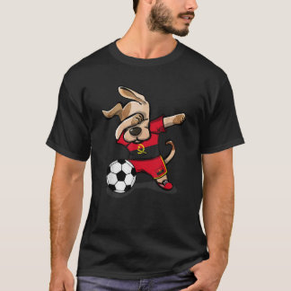 Funny Dabbing Dog Angola Soccer Angolan Flag Footb T-Shirt