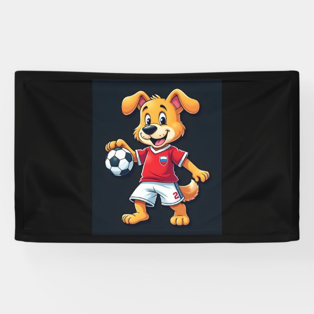Funny Dabbing Dog Russia Soccer Jersey Russian Foo Banner (Horizontal)