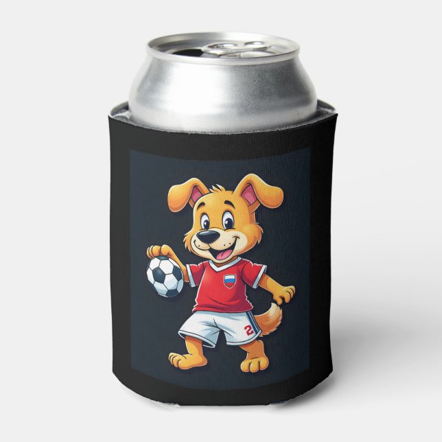 Funny Dabbing Dog Russia Soccer Jersey Russian Foo Can Cooler (Can Front)