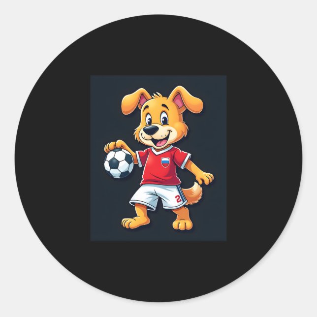 Funny Dabbing Dog Russia Soccer Jersey Russian Foo Classic Round Sticker (Front)