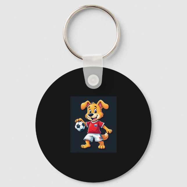 Funny Dabbing Dog Russia Soccer Jersey Russian Foo Keychain (Front)