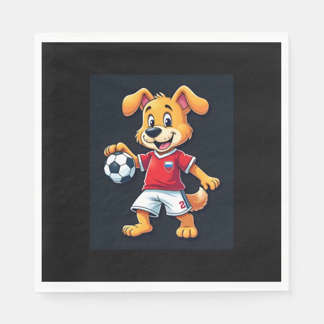 Funny Dabbing Dog Russia Soccer Jersey Russian Foo Napkin (Front)