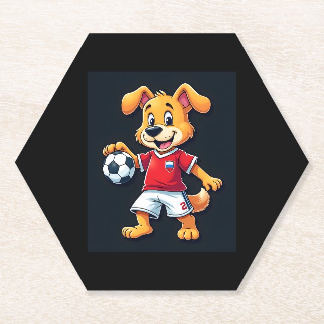 Funny Dabbing Dog Russia Soccer Jersey Russian Foo Paper Coaster (Front)