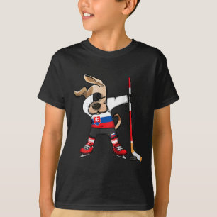 Funny Dabbing Dog Slovakia Ice Hockey Fans Jersey T-Shirt