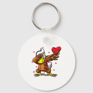 Funny Dabbing Eagle Heart Valentines Day Gift Boys Keychain