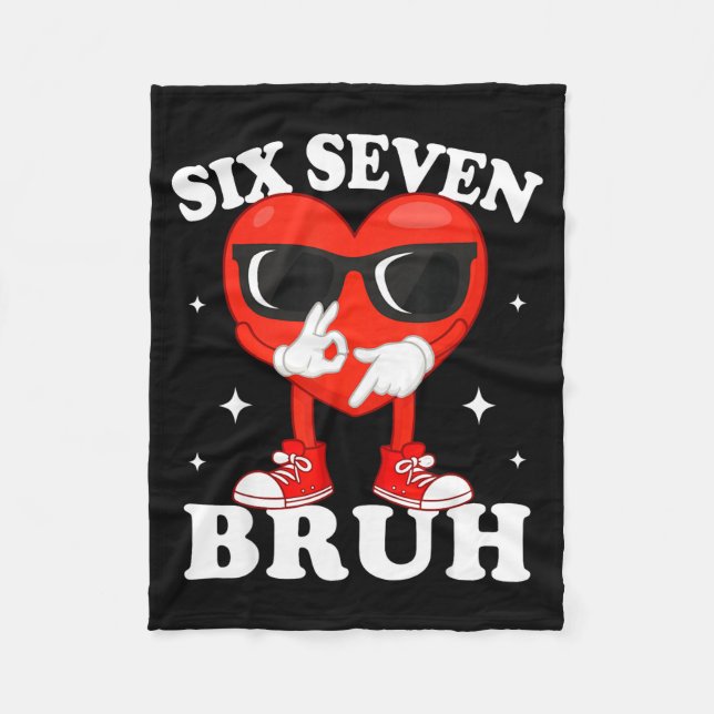 Funny Dabbing Heart Bruh 67 Meme Valentine's Day  Fleece Blanket (Front)