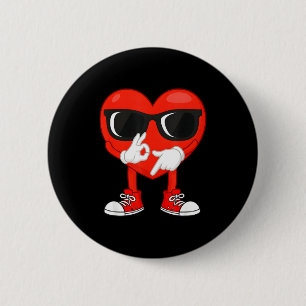 Funny Dabbing Heart Valentines Day 67 Six Seven Lo 2 Inch Round Button