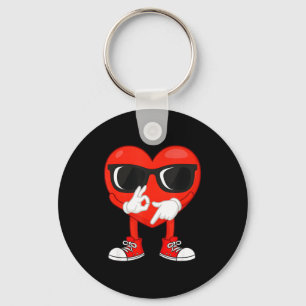 Funny Dabbing Heart Valentines Day 67 Six Seven Lo Keychain