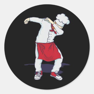 Funny Dabbing Hibachi Chef Cute Sous Head Cook Dab Classic Round Sticker