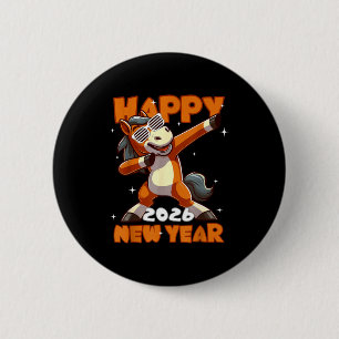Funny Dabbing Horse Happy Lunar New Year 2026 Year 2 Inch Round Button