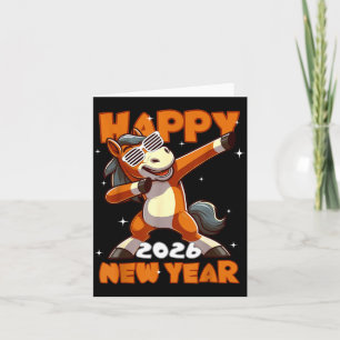 Funny Dabbing Horse Happy Lunar New Year 2026 Year Card