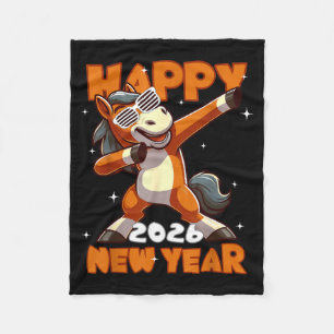 Funny Dabbing Horse Happy Lunar New Year 2026 Year Fleece Blanket