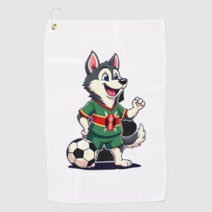 Funny Dabbing Husky Dog Kenya Football - Kenyan Fl Golf Towel