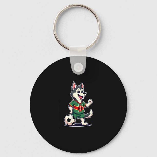 Funny Dabbing Husky Dog Kenya Football - Kenyan Fl Keychain (Front)