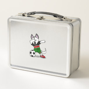 Funny Dabbing Husky Dog Kenya Football - Kenyan Fl Metal Lunch Box