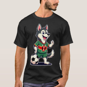 Funny Dabbing Husky Dog Kenya Football - Kenyan Fl T-Shirt