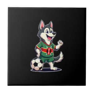 Funny Dabbing Husky Dog Kenya Football - Kenyan Fl Tile