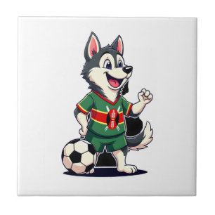 Funny Dabbing Husky Dog Kenya Football - Kenyan Fl Tile