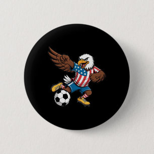 Funny Dabbing Ld Eagle Usa Soccer - Usa Flag Socce 2 Inch Round Button