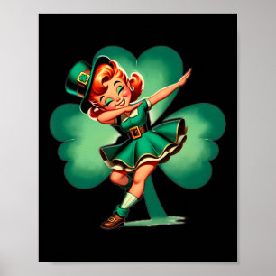 Funny Dabbing Leprechaun Vintage St Patricks Day Poster