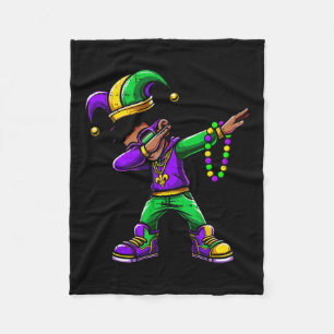 Funny Dabbing Mardi Gras For Black Boy Outfit Jest Fleece Blanket