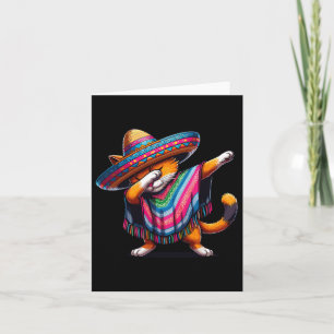 Funny Dabbing Mexican Poncho Sombrero Cat Cinco De Card