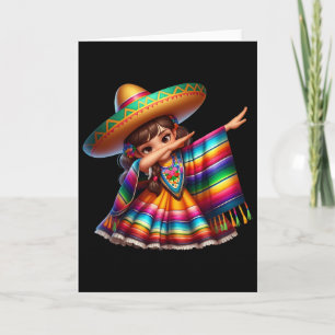 Funny Dabbing Mexican Poncho Sombrero Cinco De May Card