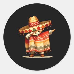 Funny dabbing mexican poncho sombrero cinco de may classic round sticker