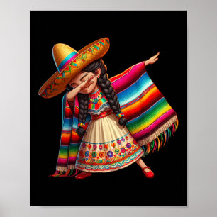 Funny Dabbing Mexican Poncho Sombrero Cinco De May Poster
