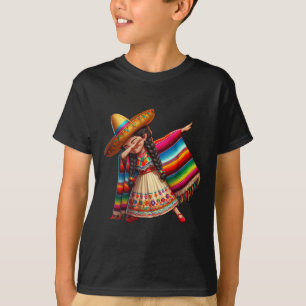 Funny Dabbing Mexican Poncho Sombrero Cinco De May T-Shirt