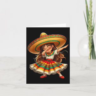 Funny Dabbing Mexican Sombrero Cinco De Mayo Girl  Card