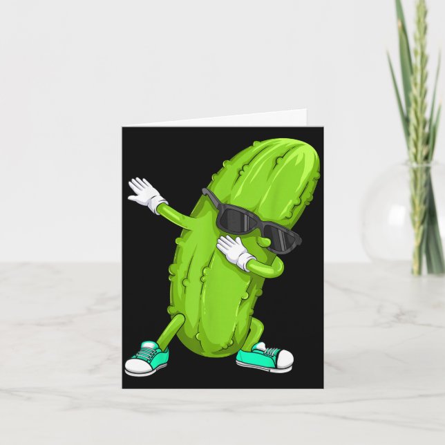 Funny dabbing pickle gift _ cute dancing cucumber card (Front)