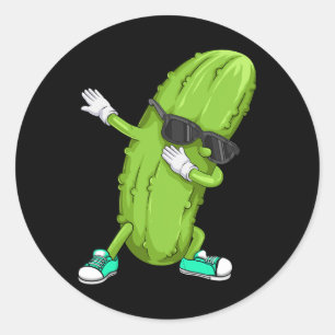 Funny Dabbing Pickle Gift Cute Dancing Cucumber Me Classic Round Sticker