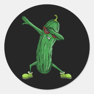 Funny Dabbing Pickle Gift Cute Dancing Cucumber Me Classic Round Sticker