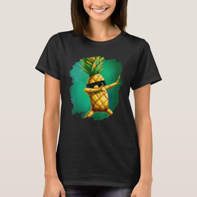 Funny Dabbing Pineapple Aloha Sunglasses Beach Dan T-Shirt (Front)