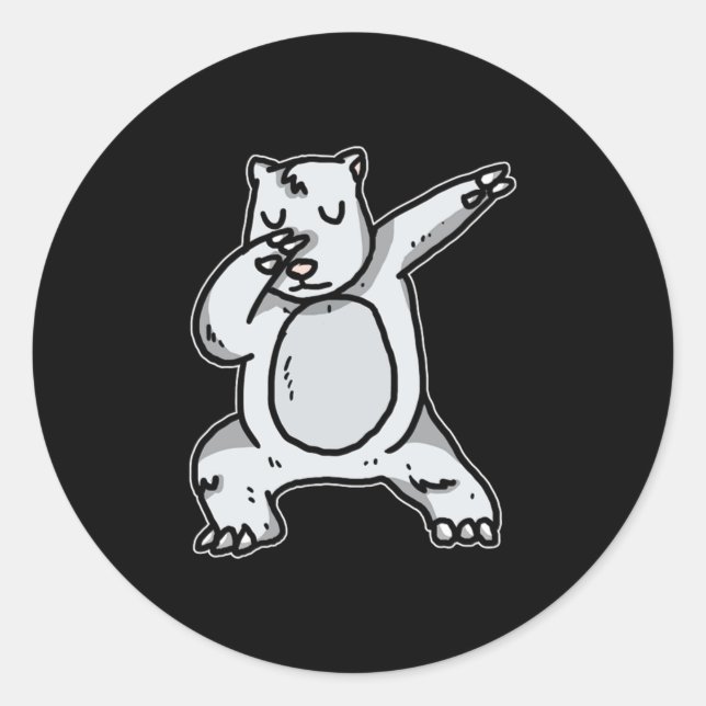 Funny Dabbing Polar Bear Dab Dance White Bear Gift Classic Round Sticker (Front)