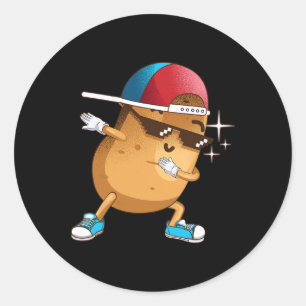 Funny Dabbing Potato Gift Cool Dancing Spuds Hip-h Classic Round Sticker