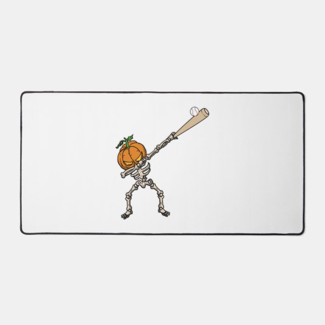Funny Dabbing Pumpkin Head Baseball Gift Idea Desk Mat (Front)