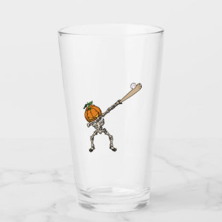 Funny Dabbing Pumpkin Head Baseball Gift Idea Glass