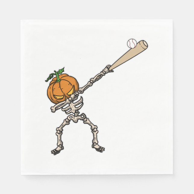 Funny Dabbing Pumpkin Head Baseball Gift Idea Napkin (Front)